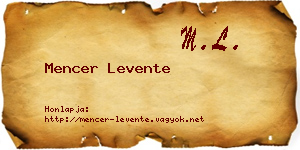 Mencer Levente névjegykártya